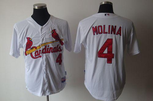 Cardinals #4 Yadier Molina White Cool Base Stitched MLB Jersey